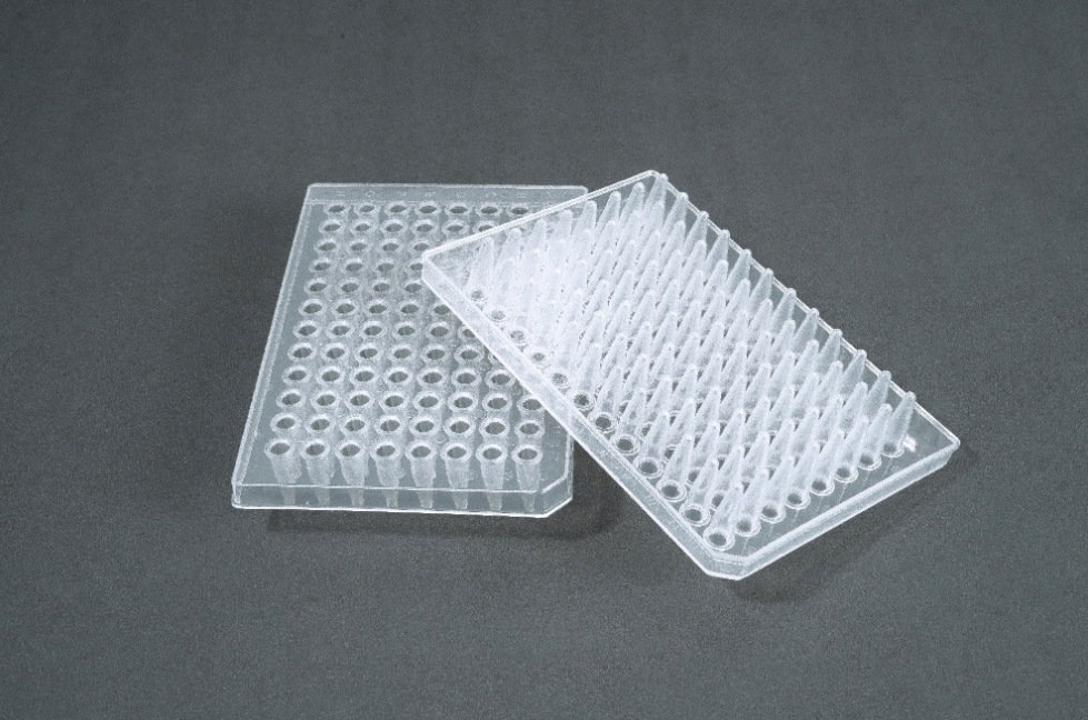 Semi-skirted PCR plate for automated robotic liquid handling systems