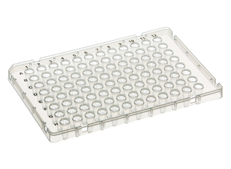 Low-profile semi-skirted PCR plate for fast thermal cycling