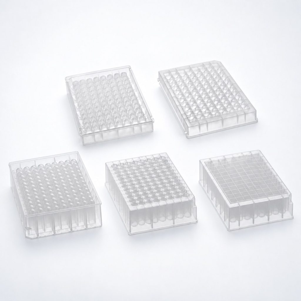Deep well plate family overview with 48-well and 96-well formats