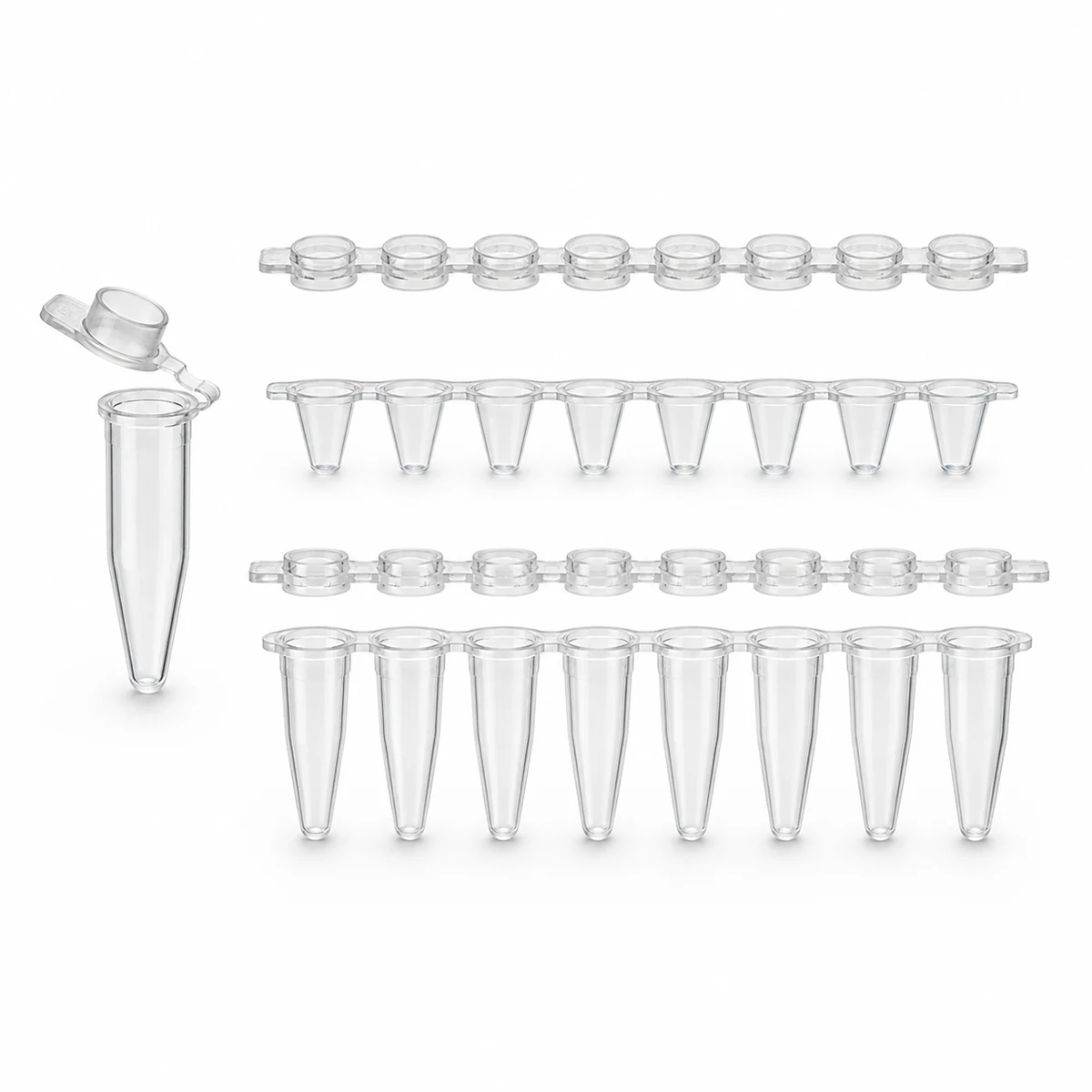 individual PCR tube and 0.1 mL and 0.2 mL eight-tube PCR strip family